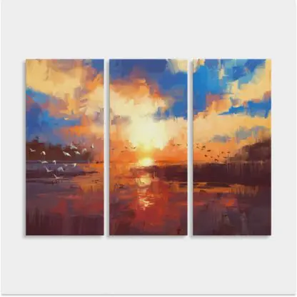 Bộ 3 tranh Canvas treo tường Chiều Hoàng Hôn