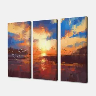 Bộ 3 tranh Canvas treo tường Chiều Hoàng Hôn