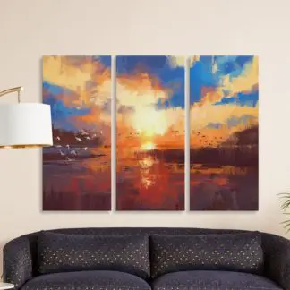Bộ 3 tranh Canvas treo tường Chiều Hoàng Hôn