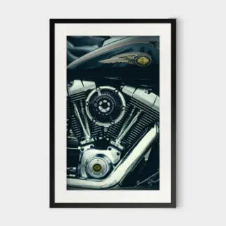 Tranh xe động cơ engine khung kính hiện đại
