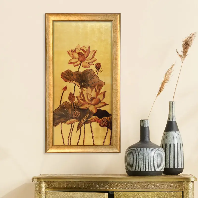 Sen Đại Lộc - Tranh sơn mài dát vàng quà tặng - Lý tưởng chọn làm quà tân gia - Quà tặng đối tác nước ngoài