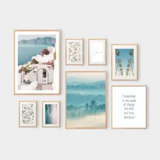 Vacation Lover - Bộ 8 tranh khung kính gỗ sồi treo tường