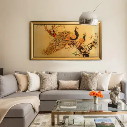 Khổng Tước Phú Quý - Tranh sơn mài dát vàng mang biểu tượng phú quý giàu sang - Hình ảnh 5