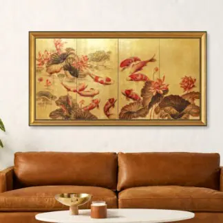 Cửu Ngư Quần Hội - Tranh sơn mài dát vàng