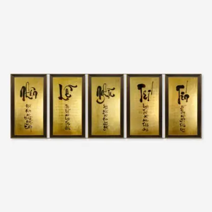 Nhân Lễ Nghĩa Trí Tín - Tranh sơn mài dát vàng