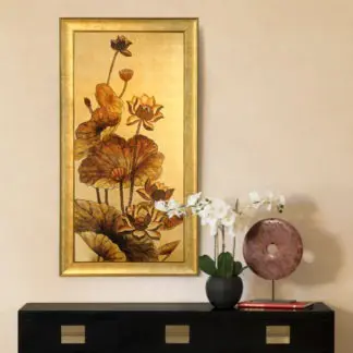 Tả Liên Hoa - Tranh sơn mài dát vàng