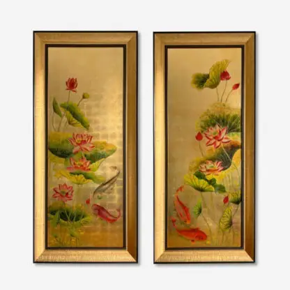 Tả Liên Ngư - Tranh trang trí sơn mài dát vàng treo phòng thờ