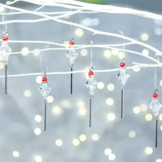 Đồ trang trí Noel - Bộ 5 Pha Lê Hạt Giọt Đỏ