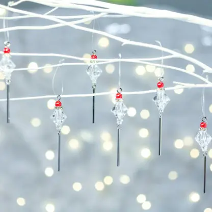 Đồ trang trí Noel - Bộ 5 Pha Lê Hạt Giọt Đỏ