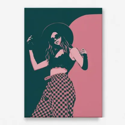 Tranh cô gái cá tính nền hồng - Tranh canvas