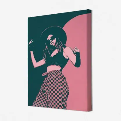 Tranh cô gái cá tính nền hồng - Tranh canvas - Hình ảnh 3