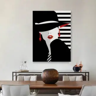 Tranh canvas cô gái đeo bông tai đỏ