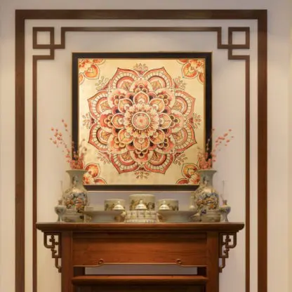 Mandala - Tranh sơn mài dát vàng phòng thờ