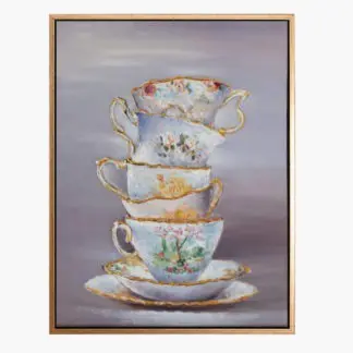 Tea cups - Tranh sơn dầu cổ điển những tách trà vintage 60x80