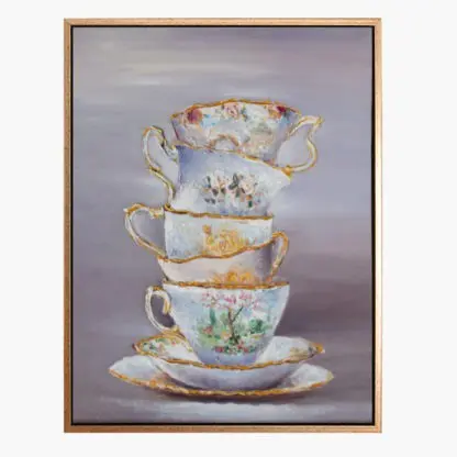 Tea cups - Tranh sơn dầu cổ điển những tách trà vintage 60x80