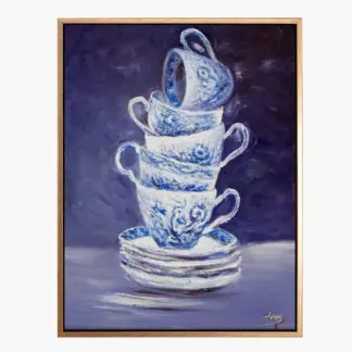 Tea cups - Tranh sơn dầu phong cách á đông Indochine  60x80