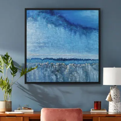 Blue Abstract - Tranh sơn dầu phong cảnh trừu tượng 90x90 - Hình ảnh 2