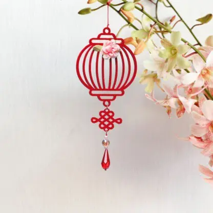 Bộ 3 dây treo cây đào, cây mai, phụ kiện trang trí tết Nguyệt hoa đăng đỏ | 3NHDD - Hình ảnh 4