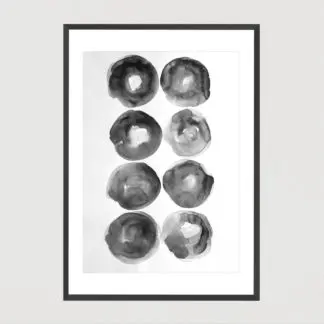 Tranh khung kính tối giản minimalist khối tròn B&W 30x40cm