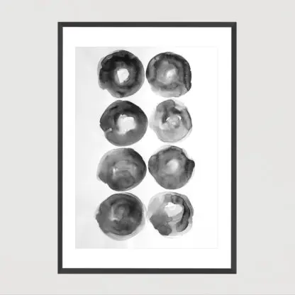 Tranh khung kính tối giản minimalist khối tròn B&W 30x40cm