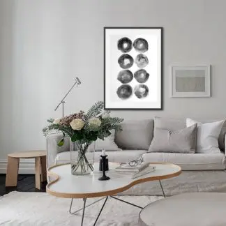 Tranh khung kính tối giản minimalist khối tròn B&W 30x40cm