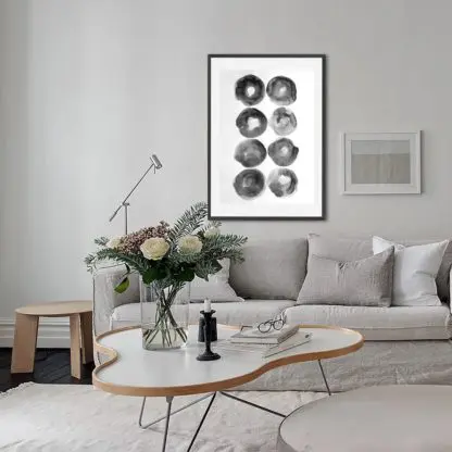Tranh khung kính tối giản minimalist khối tròn B&W 30x40cm - Hình ảnh 2