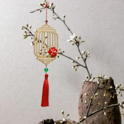 Bộ 3 Kim Hoa Đăng vàng - Dây treo trang trí cây đào cây mai tết | 3KHDV - Hình ảnh 2