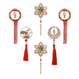 COMBO 6K - Bộ 6 phụ kiện trang trí tết kim loại, trang trí cây mai cây đào