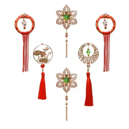 COMBO 6K - Bộ 6 phụ kiện trang trí tết kim loại, trang trí cây mai cây đào