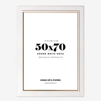 Khung Tranh composite Hàn Quốc White Hova 50x70cm bản 6.5 cm