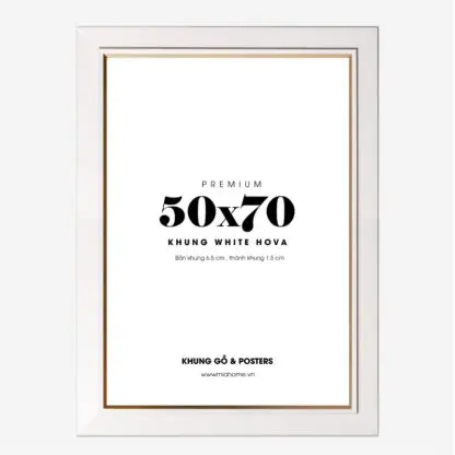 Khung Tranh composite Hàn Quốc White Hova 50x70cm bản 6.5 cm