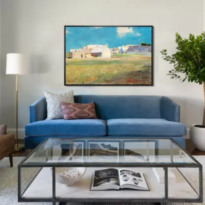 Tranh canvas phong cảnh ngoại ô miền quê nắng vàng trời xanh - Odilon Redon - Hình ảnh 3