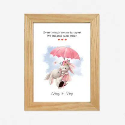 Lovely Rabbit - Tranh couple cặp đôi quà tặng viết tên theo yêu cầu hình động vật