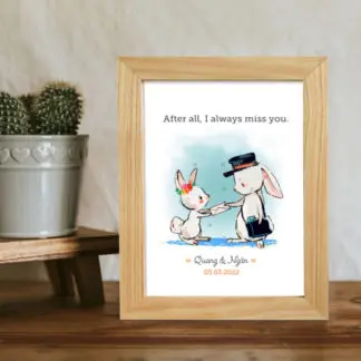 I Always Miss You - Tranh couple cặp đôi quà tặng viết tên theo yêu cầu hình động vật
