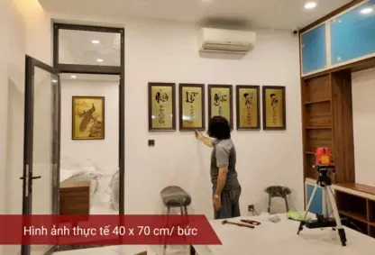 Bộ tranh Nhân Lễ Nghĩa Trí Tín sơn mài dát vàng thư pháp - Hình ảnh 3