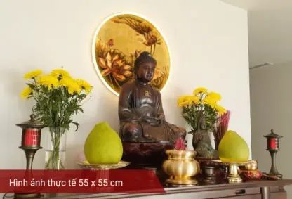 Nhật liên hoa tranh sen phòng thờ