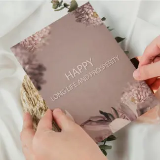 Thiệp quà tặng mừng thọ Happy Long Life and Prosperity