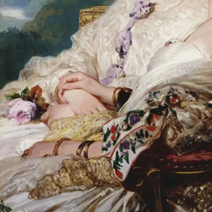 The cousins- Queen Victoria and Victoire, Duchesse de Nemours - Tranh canvas treo tường Franz Xaver Winterhalter - Ảnh 3