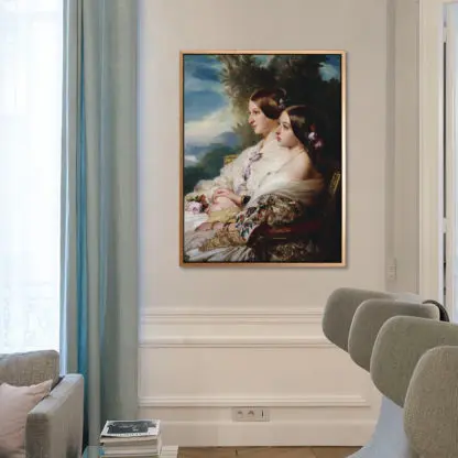 The cousins- Queen Victoria and Victoire, Duchesse de Nemours - Tranh canvas treo tường Franz Xaver Winterhalter - Ảnh 2