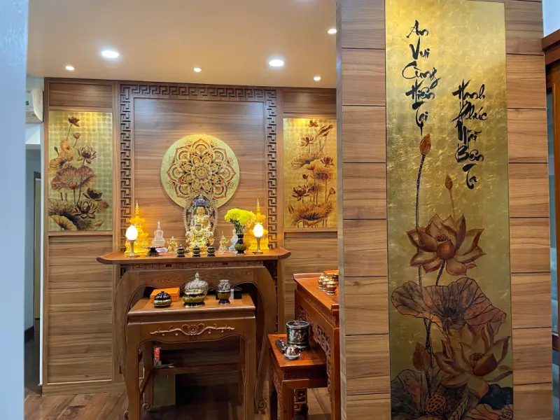 tranh nhà khách trang trí bàn thờ đẹp