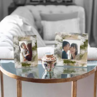 khung ảnh sơn mai hoại tiết đá granite xanh