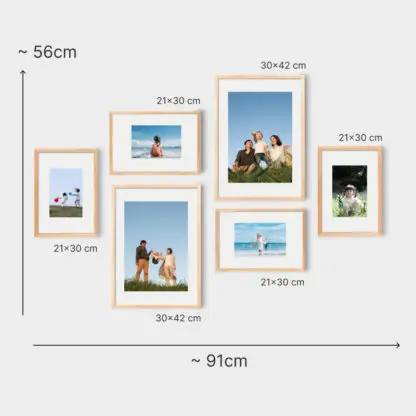 My Precious | Bộ khung ảnh gia đình treo tường 6 bức, gỗ sồi tự nhiên - MP6N - Hình ảnh 2
