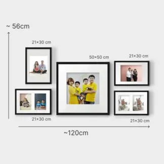 Loving Family | Bộ khung ảnh treo tường 5 bức, gỗ sồi đen - LF5BL