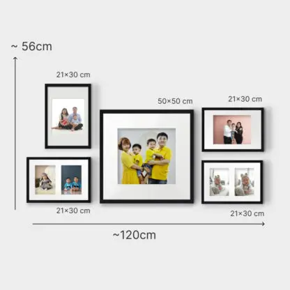 Loving Family | Bộ khung ảnh treo tường 5 bức, gỗ sồi đen - LF5BL - Hình ảnh 2