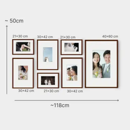 Beautiful Moment | Bộ khung ảnh treo tường 7 bức, gỗ sồi đỏ - BM7R - Hình ảnh 2