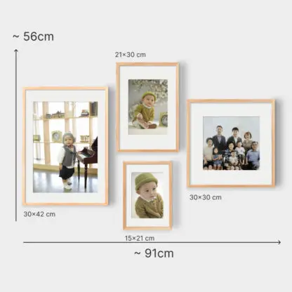 My Love | Bộ khung ảnh treo tường 4 bức, gỗ sồi tự nhiên - ML4N - Hình ảnh 2