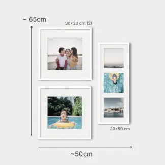 Happy Memories | Bộ khung tranh gỗ treo tường 3 bức, gỗ sồi trắng - HM3W