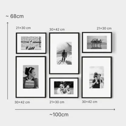 True family | Bộ khung ảnh gia đình treo tường 6 bức, gỗ sồi đen - TF6BL - Hình ảnh 2