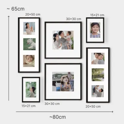 Our Memory | Bộ khung ảnh kỉ niệm treo tường 6 bức, gỗ sồi đen - OM6BL - Hình ảnh 2
