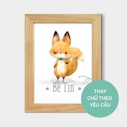 Baby Fox - Tranh để bàn làm quà tặng thôi nôi, sinh nhật, tùy chỉnh thay tên 13x18, 15x21 - Hình ảnh 2
